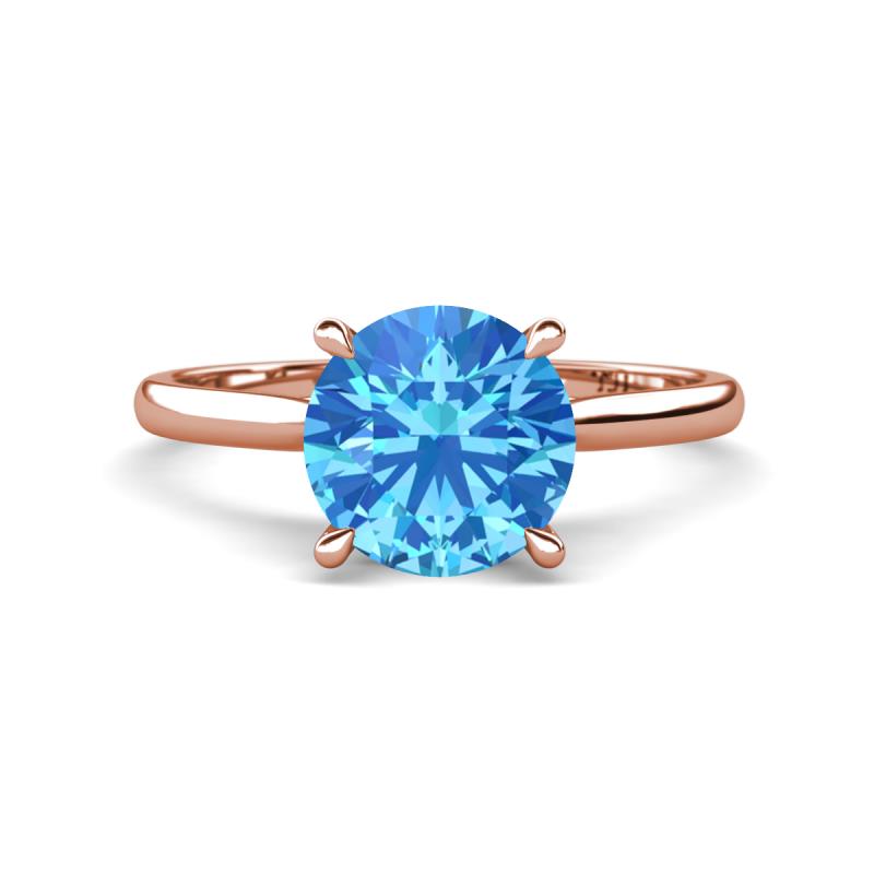 Zaire 2.10 ctw Blue Topaz Hidden Halo accented Side Natural Diamond Engagement Ring 