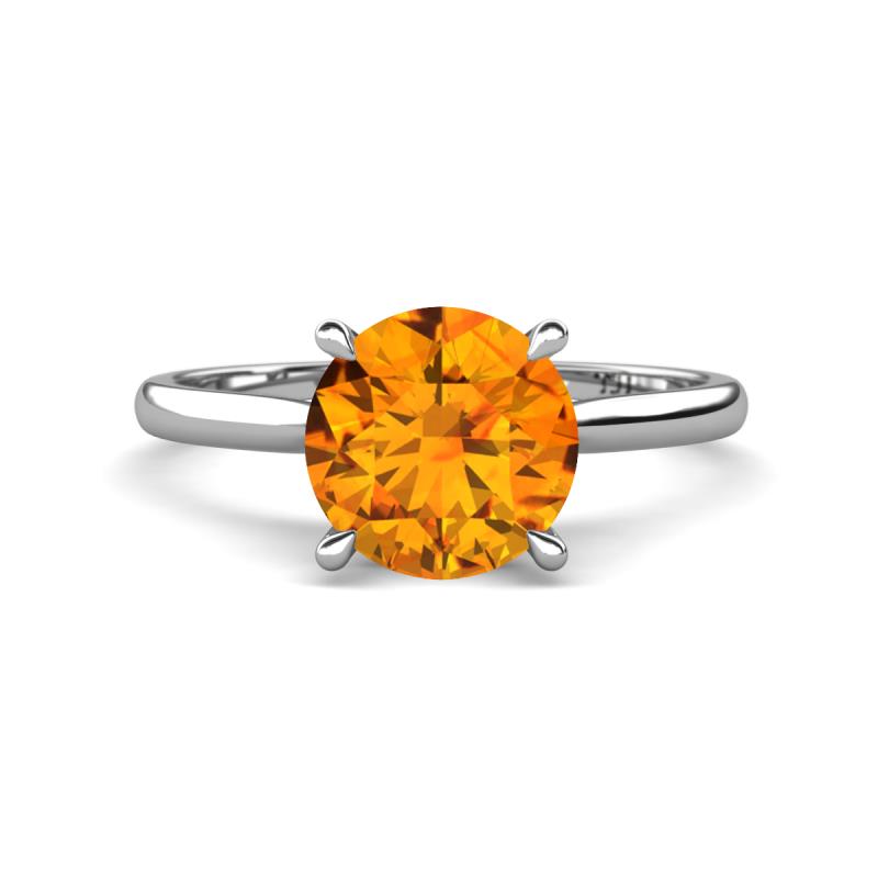 Zaire 2.00 ctw Citrine Hidden Halo accented Side Natural Diamond Engagement Ring 