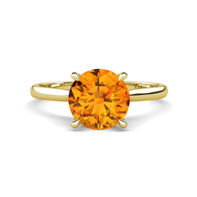 Zaire 2.00 ctw Citrine Hidden Halo accented Side Natural Diamond Engagement Ring 