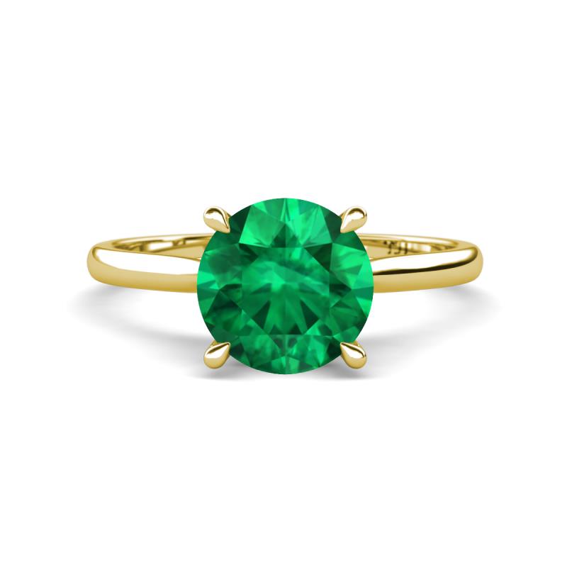 Zaire 1.85 ctw Created Emerald Hidden Halo accented Side Natural Diamond Engagement Ring 