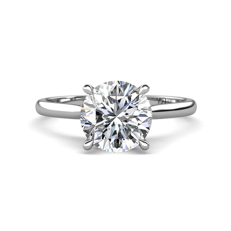 Zaire 1.70 ctw Moissanite Hidden Halo accented Side Natural Diamond Engagement Ring 