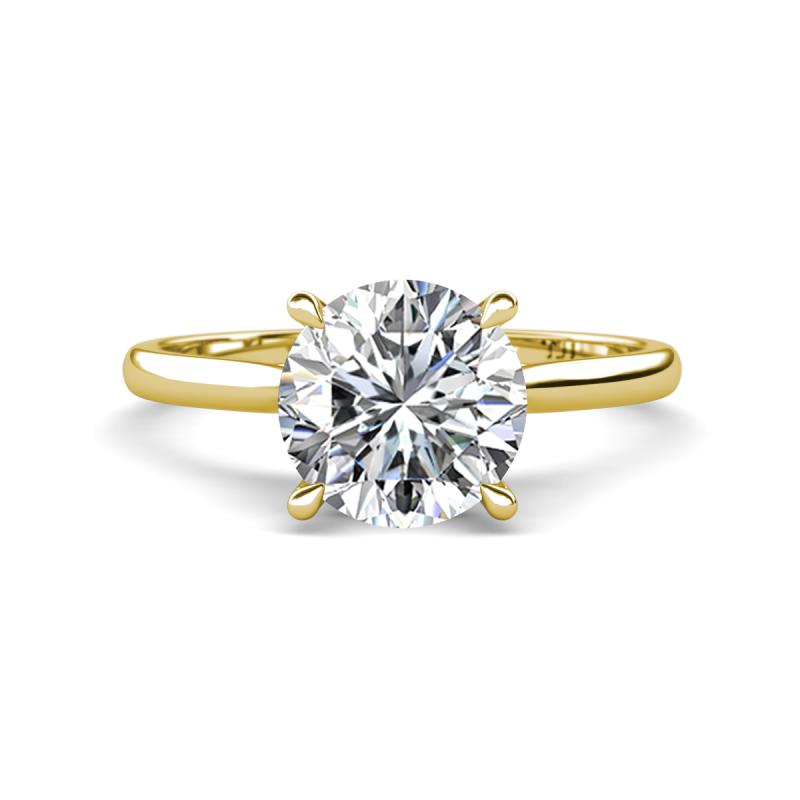 Zaire 1.70 ctw Moissanite Hidden Halo accented Side Natural Diamond Engagement Ring 