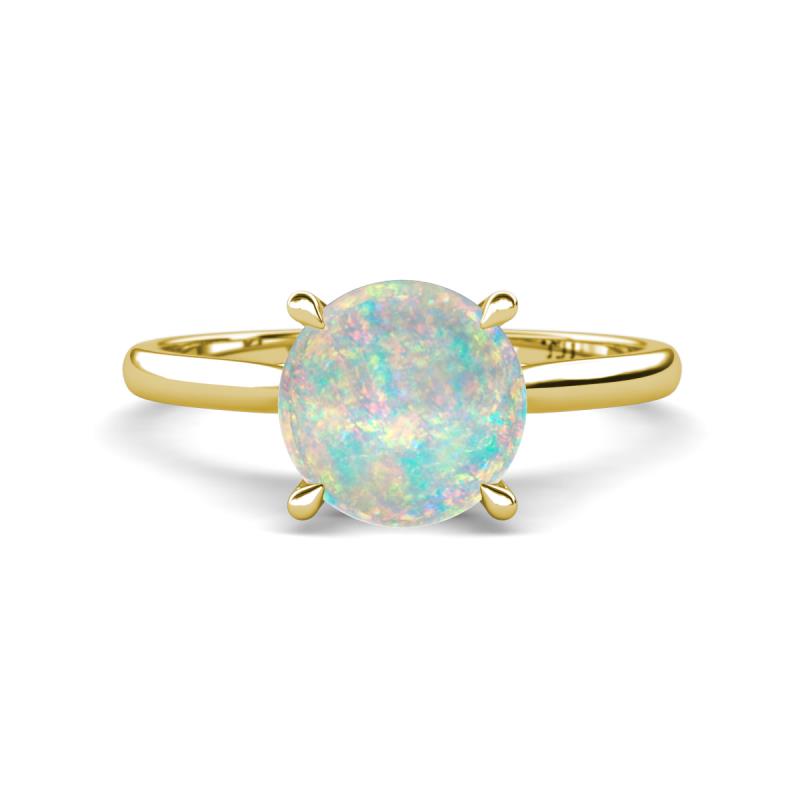 Zaire 1.50 ctw Opal Hidden Halo accented Side Natural Diamond Engagement Ring 