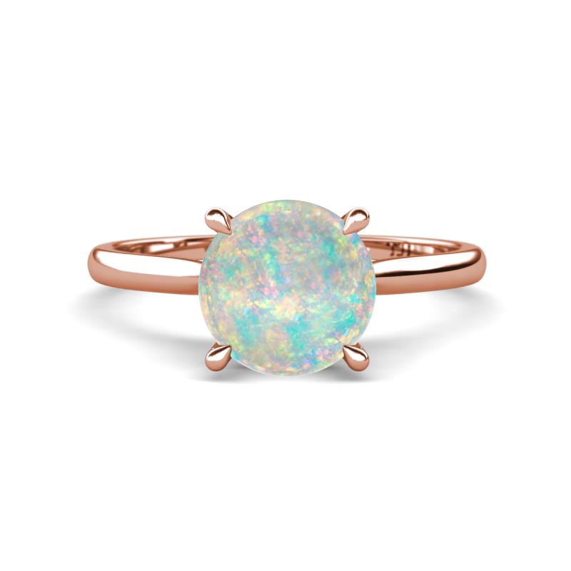 Zaire 1.50 ctw Opal Hidden Halo accented Side Natural Diamond Engagement Ring 