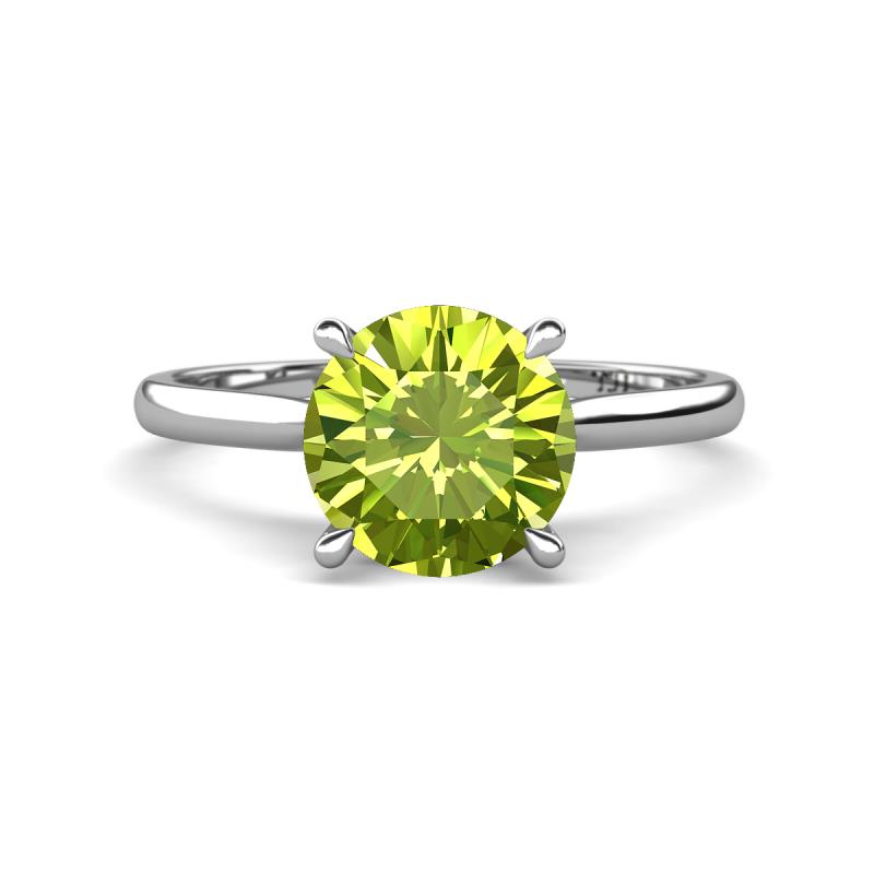 Zaire 1.90 ctw Peridot Hidden Halo accented Side Natural Diamond Engagement Ring 