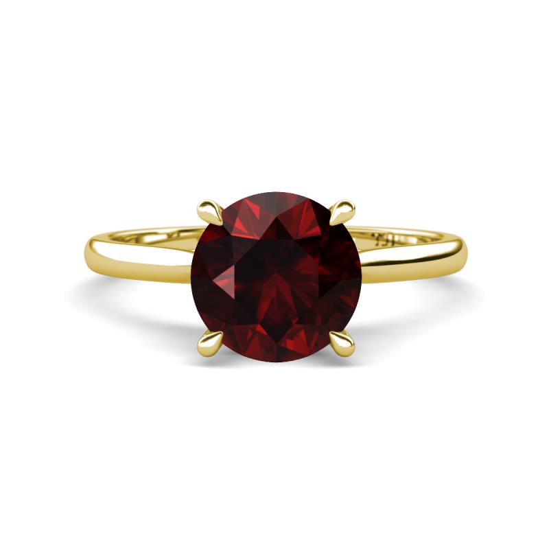 Zaire 2.36 ctw Red Garnet Hidden Halo accented Side Natural Diamond Engagement Ring 