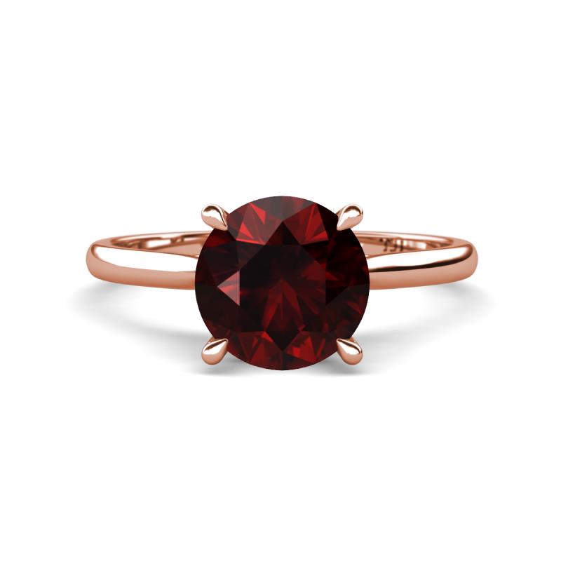 Zaire 2.36 ctw Red Garnet Hidden Halo accented Side Natural Diamond Engagement Ring 