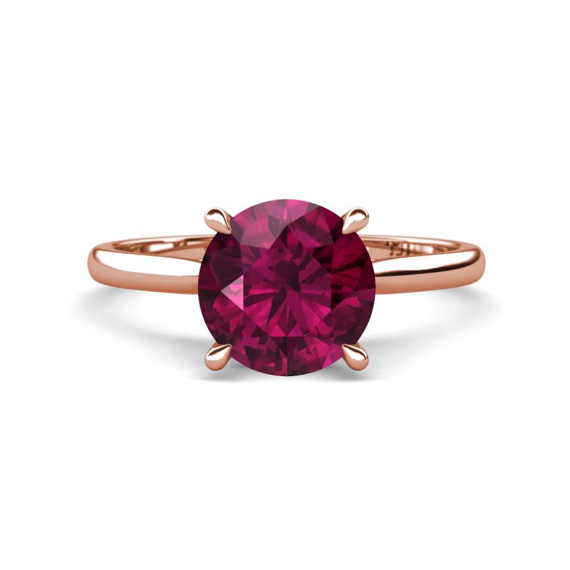 Zaire 2.36 ctw Rhodolite Garnet Hidden Halo accented Side Natural Diamond Engagement Ring 