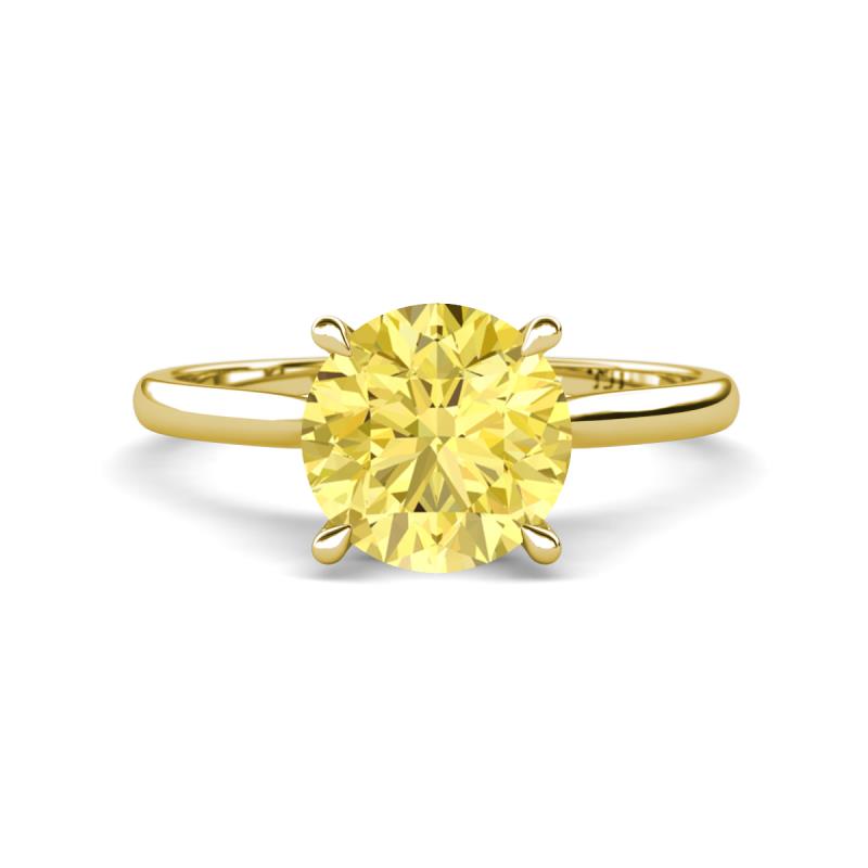 Zaire 2.60 ctw Created Yellow Sapphire Hidden Halo accented Side Natural Diamond Engagement Ring 