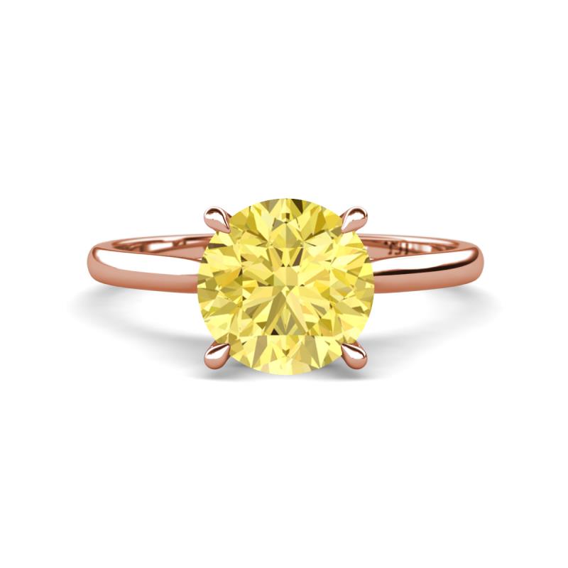 Zaire 2.60 ctw Created Yellow Sapphire Hidden Halo accented Side Natural Diamond Engagement Ring 