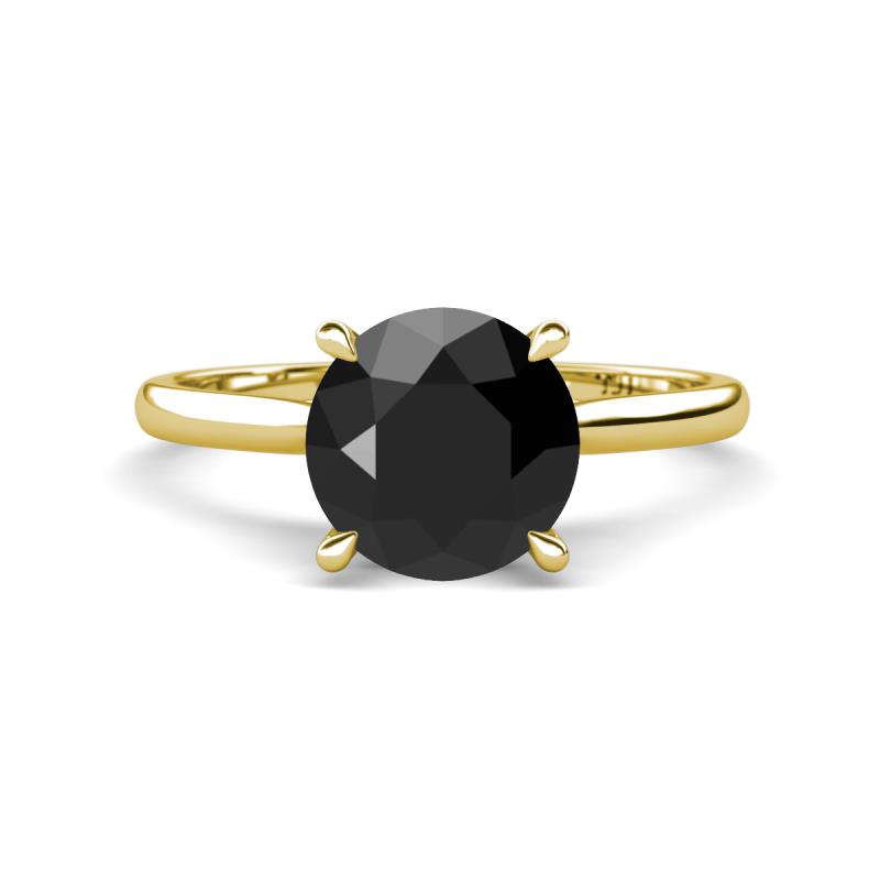 Zaire 3.10 ctw Black Diamond Hidden Halo accented Side Natural Diamond Engagement Ring 