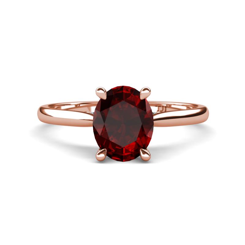 Zaire 2.31 ctw Red Garnet Oval Shape (9x7 mm) Hidden Halo Engagement Ring 