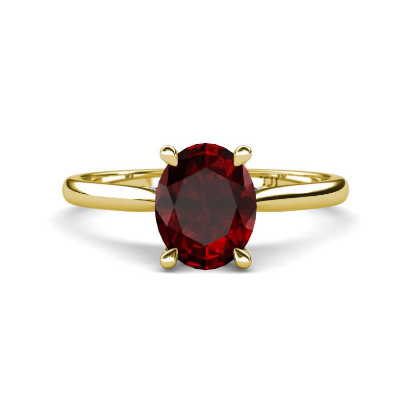 Zaire 2.31 ctw Red Garnet Oval Shape (9x7 mm) Hidden Halo Engagement Ring 