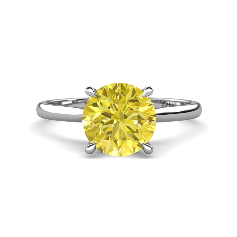 Zaire 2.10 ctw Yellow Diamond Hidden Halo accented Side Natural Diamond Engagement Ring 