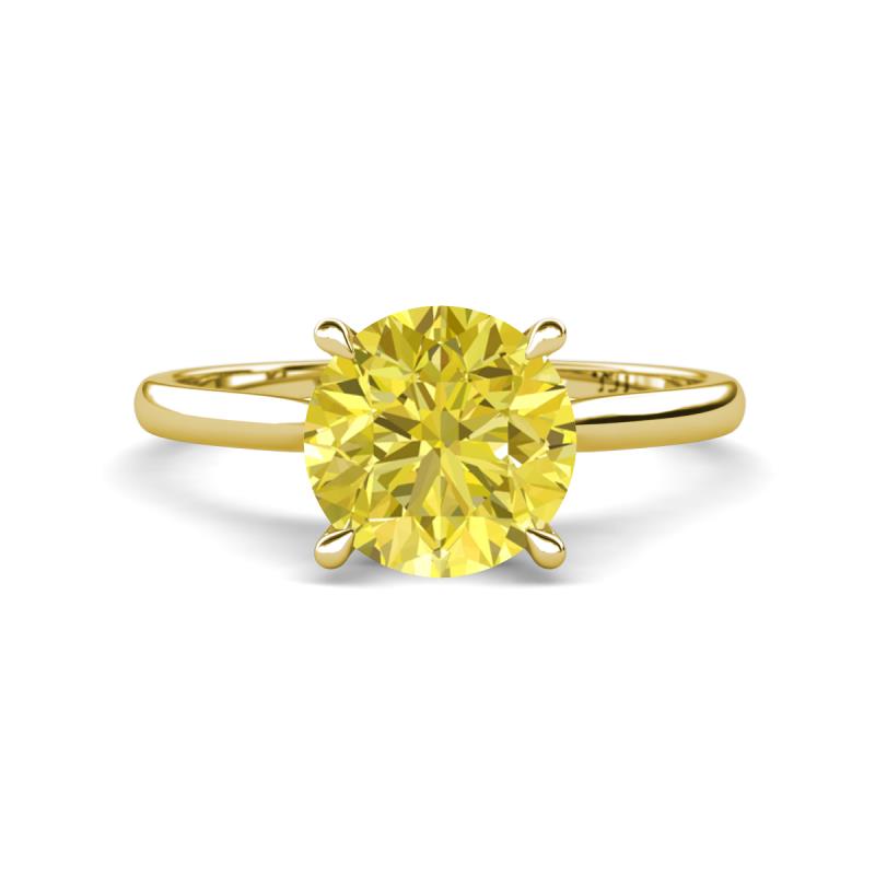 Zaire 2.10 ctw Yellow Diamond Hidden Halo accented Side Natural Diamond Engagement Ring 