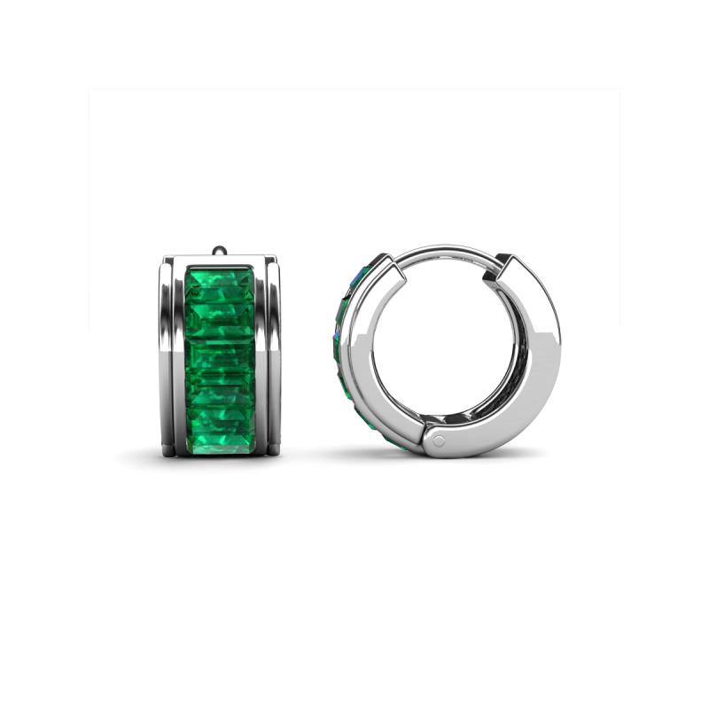 Kira Fine Unseen Collection 1.22 ctw Emerald Baguette Shape Channel Set Hoop Earrings 