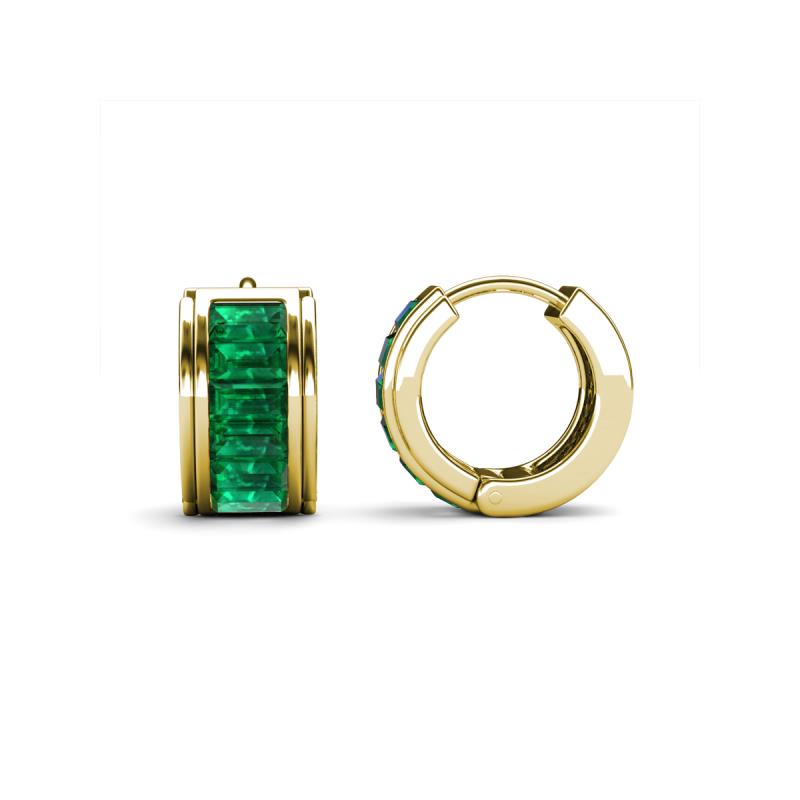 Kira Fine Unseen Collection 1.22 ctw Emerald Baguette Shape (3.8x2.0 mm) Channel Set Hoop Earrings 