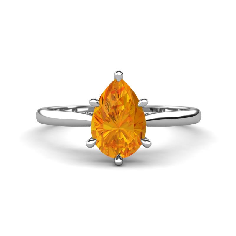 Zaire 1.30 ctw Citrine Pear Shape (9x6 mm) Hidden Halo accented Side Natural Diamond Engagement Ring 