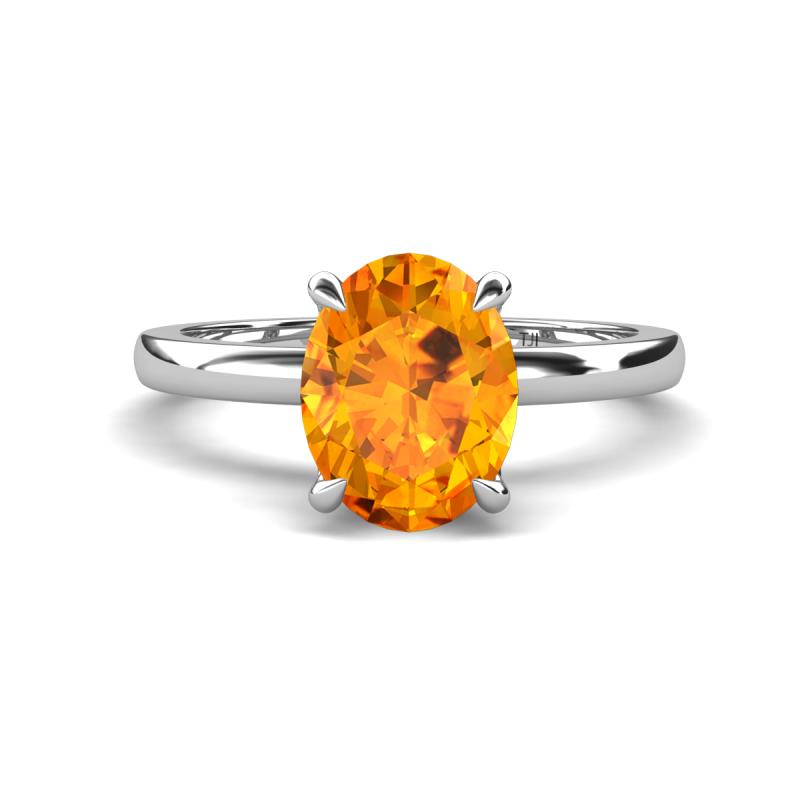 Abena 1.76 ctw Citrine Oval Shape (9x7 mm) with Prong Studded Side Natural Diamond Solitaire Plus Engagement Ring 