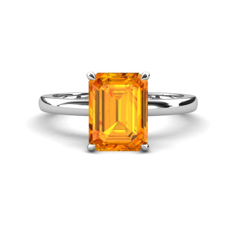 Abena 2.31 ctw Citrine Emerald Shape (9x7 mm) with Prong Studded Natural Diamond Solitaire Plus Engagement Ring 
