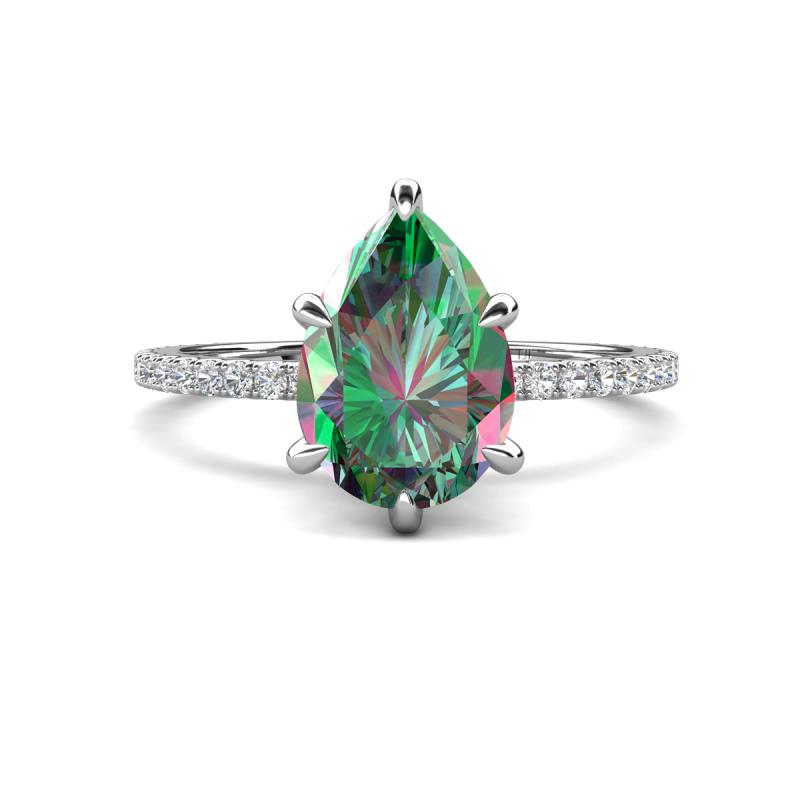 Aisha 1.99 ctw Created Alexandrite (9x6 mm) Pear Shape Hidden Halo accented Lab Grown Diamond Women Engagement ring