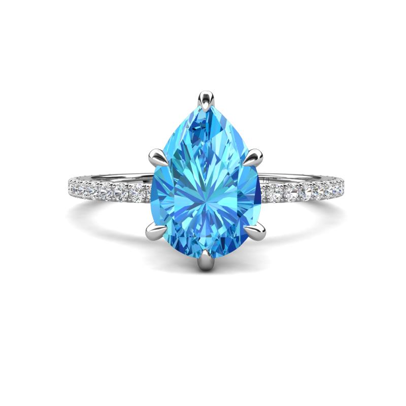 Aisha 2.01 ctw Blue Topaz (9x6 mm) Pear Shape Hidden Halo accented Lab Grown Diamond Women Engagement ring