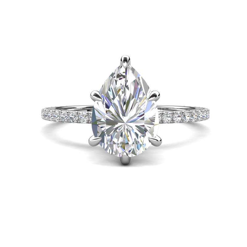 Aisha 1.66 ctw Moissanite (9x6 mm) Pear Shape Hidden Halo accented Lab Grown Diamond Women Engagement ring