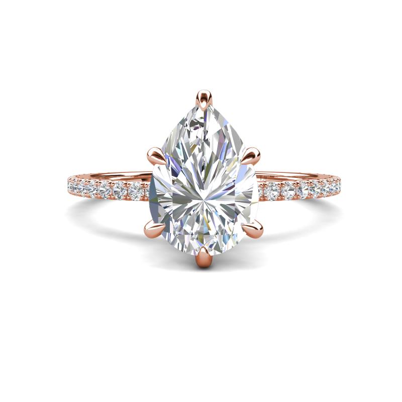 Aisha 1.66 ctw Moissanite (9x6 mm) Pear Shape Hidden Halo accented Lab Grown Diamond Women Engagement ring