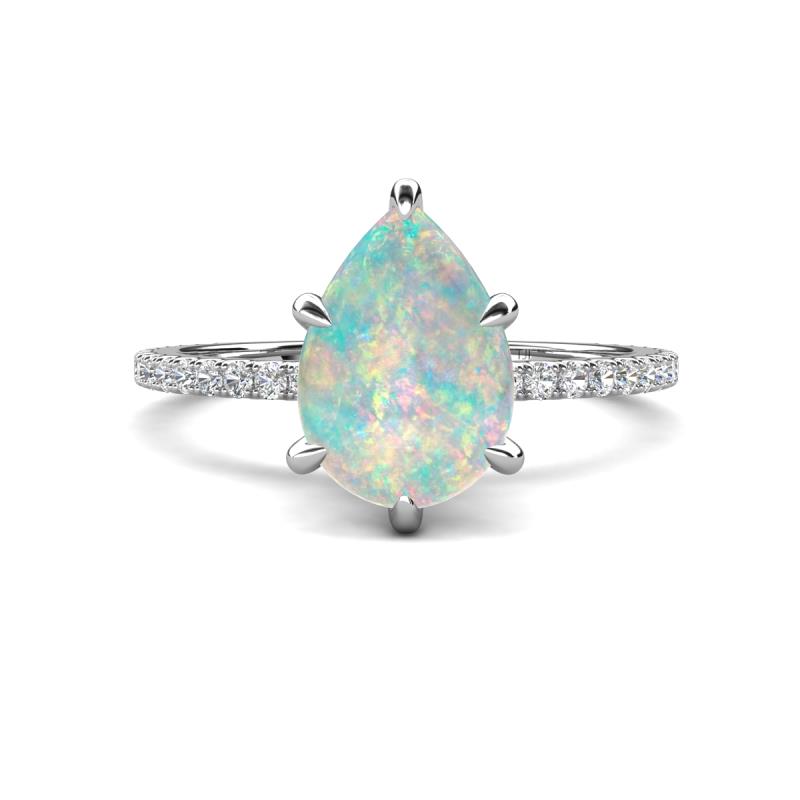 Aisha 1.03 ctw Opal (9x6 mm) Pear Shape Hidden Halo accented Lab Grown Diamond Women Engagement ring