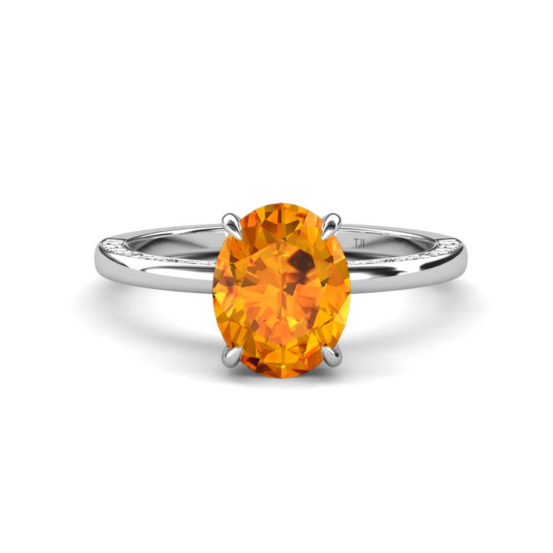 Lucia 1.84 ctw Citrine Oval Shape (9x7 mm) Hidden Halo accented Natural Diamond Engagement Ring 