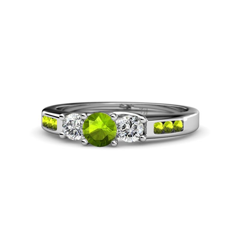 Jamille 0.83 ctw Peridot (4.50 mm) and Lab Grown Diamond (3.50 mm) Three Stone accented Peridot Engagement Ring  