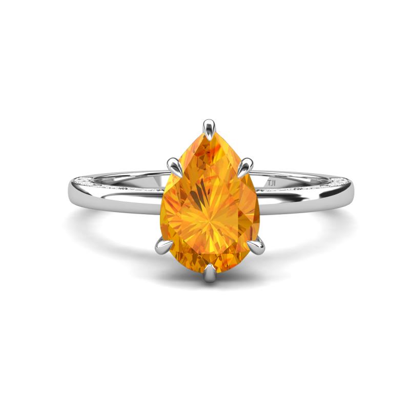 Lucia 1.33 ctw Citrine Pear Shape (9x6 mm) Hidden Halo accented Natural Diamond Engagement Ring  