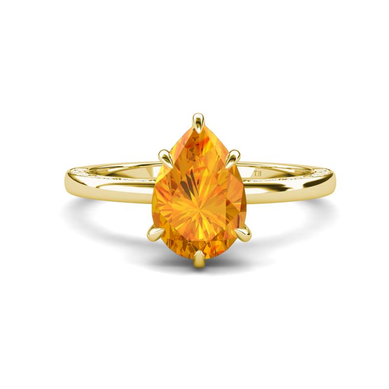 Lucia 1.33 ctw Citrine Pear Shape (9x6 mm) Hidden Halo accented Natural Diamond Engagement Ring  