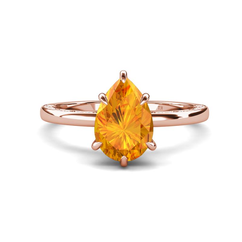 Lucia 1.33 ctw Citrine Pear Shape (9x6 mm) Hidden Halo accented Natural Diamond Engagement Ring  