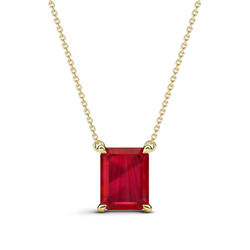Athena 2.07 ct Created Ruby Emerald Shape (8x6 mm) Solitaire Pendant Necklace 