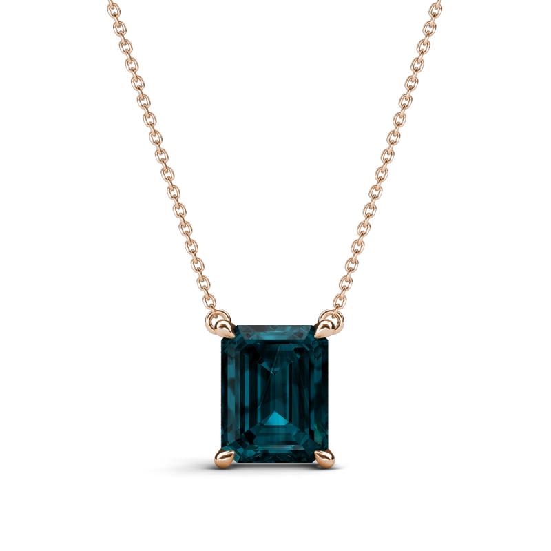 Athena 2.00 ct London Blue Topaz Emerald Shape (8x6 mm) Solitaire Pendant Necklace 