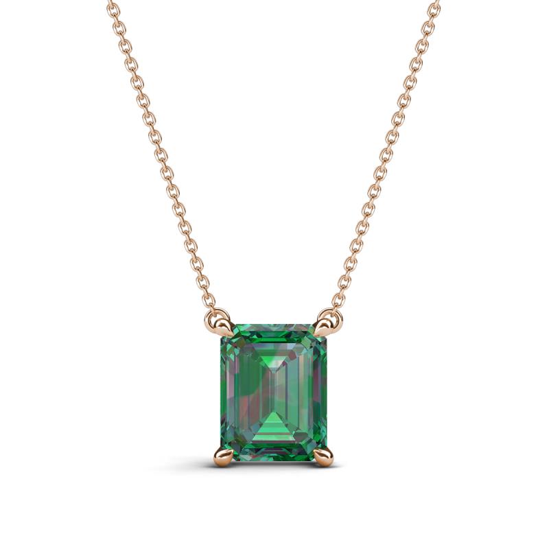 Athena 1.95 ct Created Alexandrite Emerald Shape (8x6 mm) Solitaire Pendant Necklace 