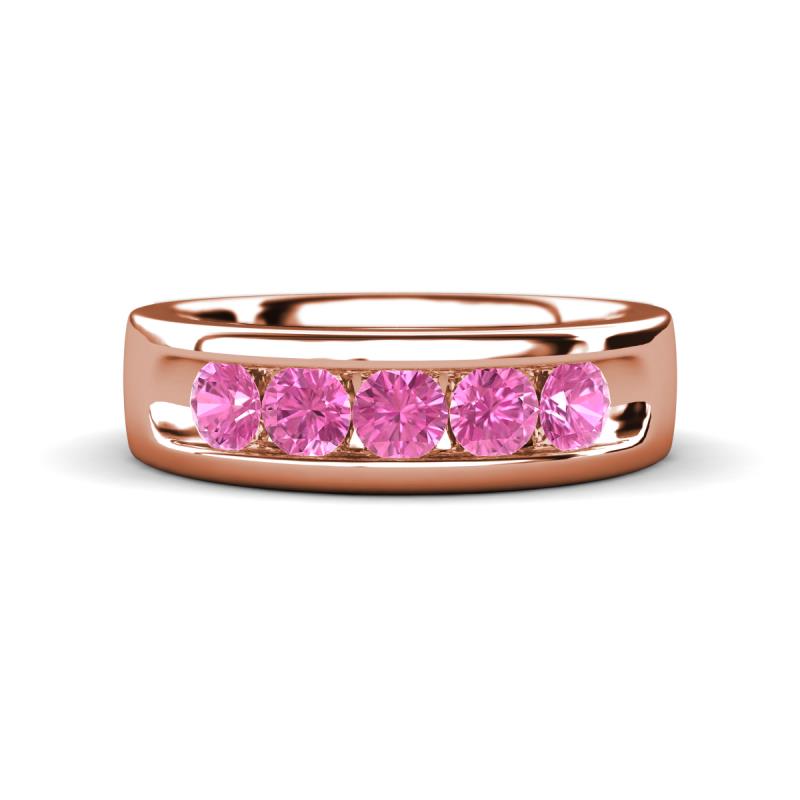 Caleb 0.85 ctw Pink Sapphire Comfort Fit Men Wedding Band (6 mm) 