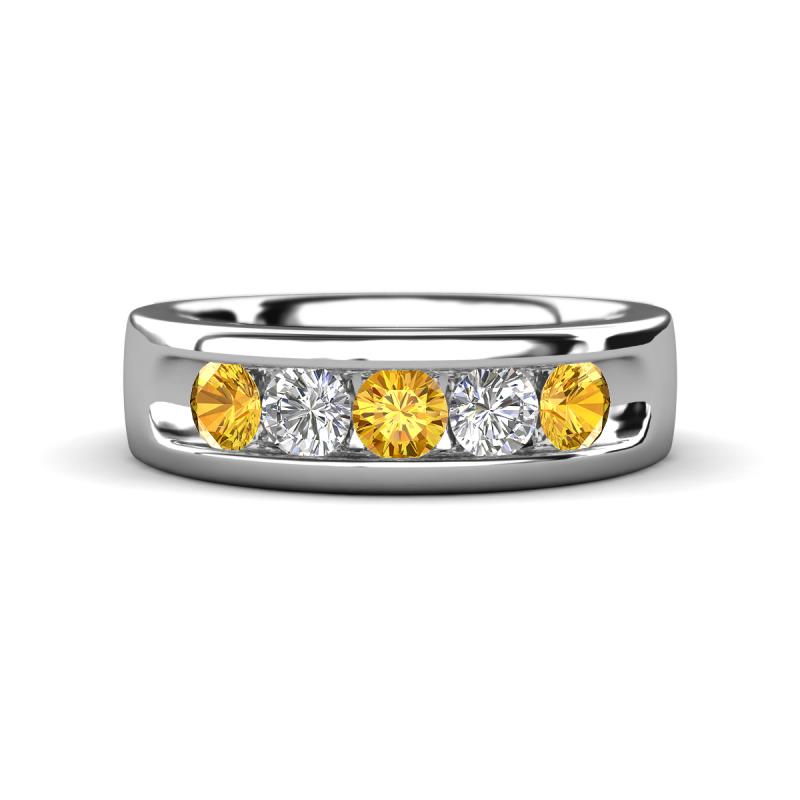 Caleb 0.75 ctw Citrine and Natural Diamond Comfort Fit Men Wedding Band (6 mm) 