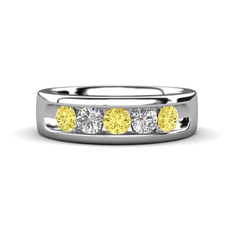 Caleb 0.81 ctw Yellow Sapphire and Natural Diamond Comfort Fit Men Wedding Band (6 mm) 