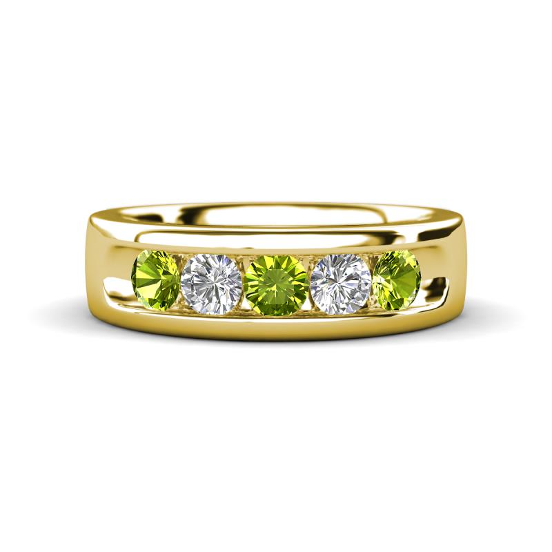 Caleb 0.84 ctw Peridot and Natural Diamond Comfort Fit Men Wedding Band (6 mm) 