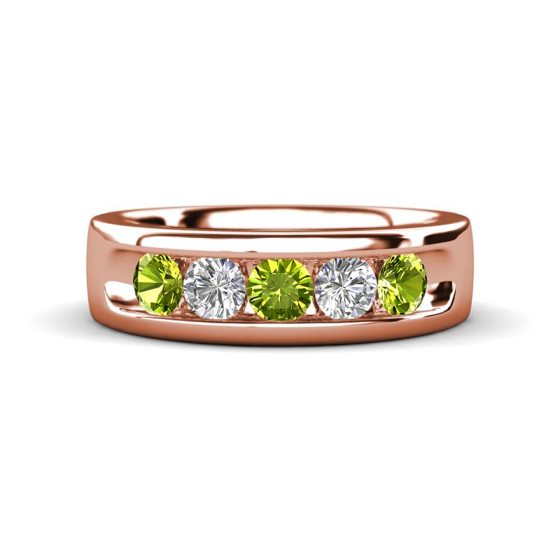 Caleb 0.84 ctw Peridot and Natural Diamond Comfort Fit Men Wedding Band (6 mm) 