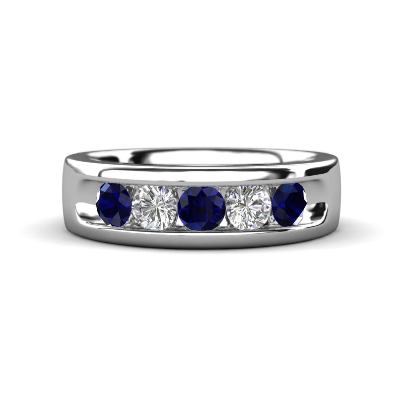 Caleb 0.81 ctw Blue Sapphire and Lab Grown Diamond Comfort Fit Men Wedding Band (6 mm) 