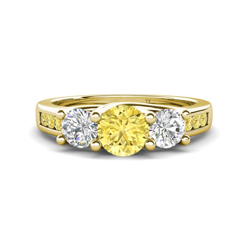 Jamille 1.18 ctw Yellow Sapphire (5.00 mm) accented Side Lab Grown Diamond Three Stone Engagement Ring 