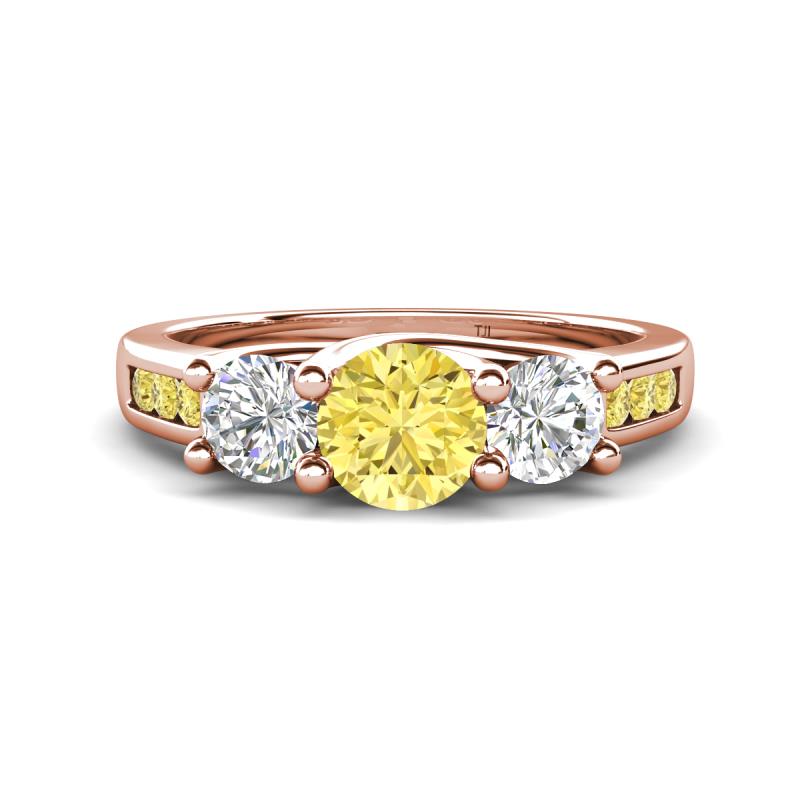 Jamille 1.18 ctw Yellow Sapphire (5.00 mm) accented Side Lab Grown Diamond Three Stone Engagement Ring 