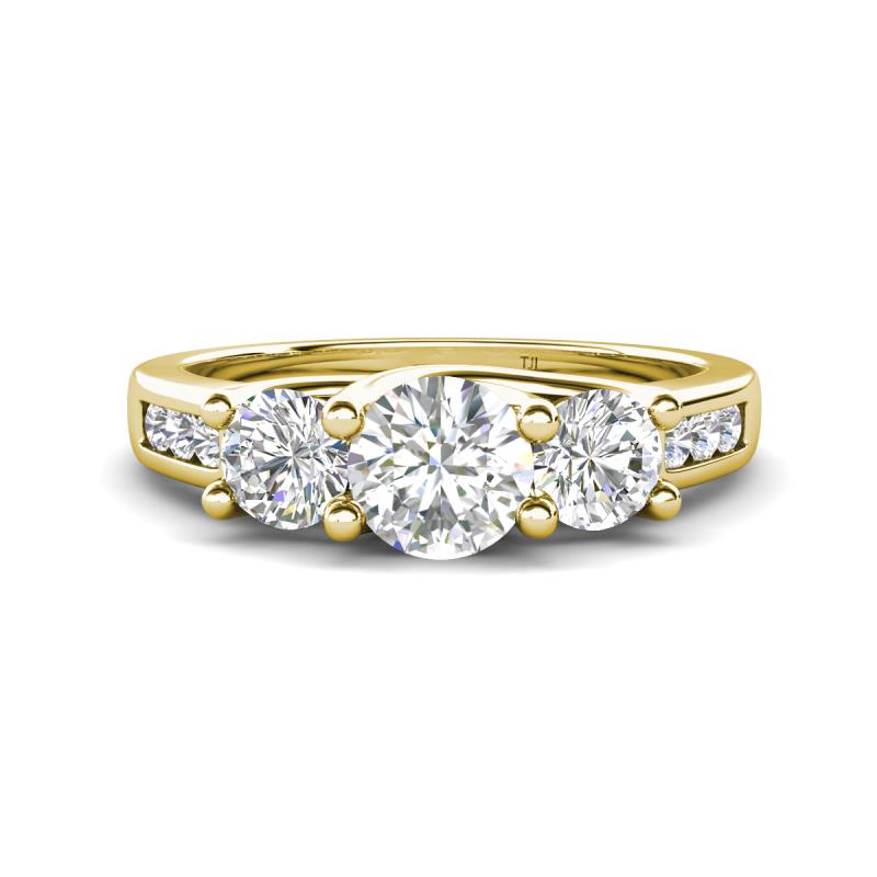 Jamille 1.07 ctw Moissanite (5.00 mm) accented Side Lab Grown Diamond Three Stone Engagement Ring 