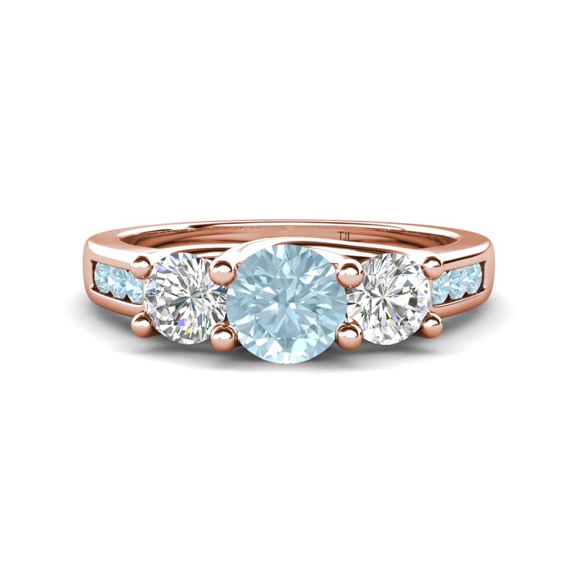 Jamille 1.00 ctw Aquamarine (5.00 mm) accented Side Lab Grown Diamond Three Stone Engagement Ring 