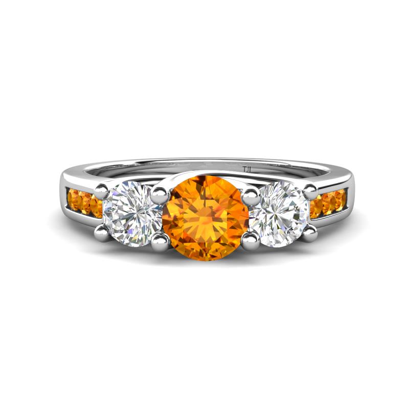 Jamille 1.00 ctw Citrine (5.00 mm) accented Side Lab Grown Diamond Three Stone Engagement Ring 