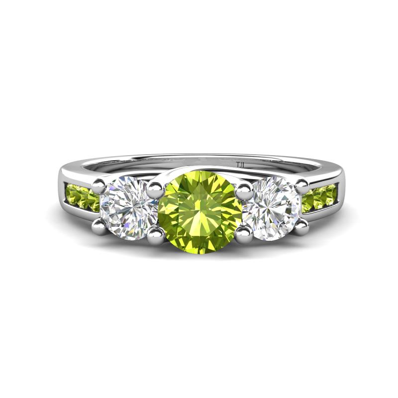 Jamille 1.16 ctw Peridot (5.00 mm) accented Side Lab Grown Diamond Three Stone Engagement Ring 