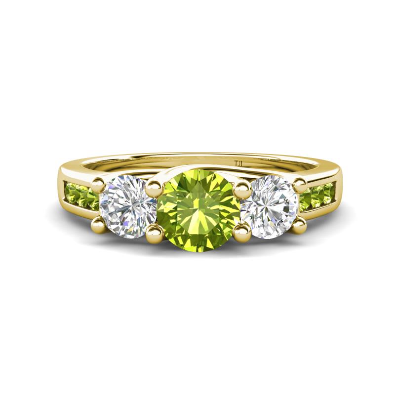 Jamille 1.16 ctw Peridot (5.00 mm) accented Side Lab Grown Diamond Three Stone Engagement Ring 